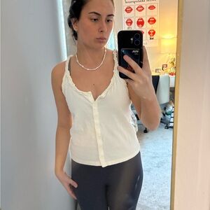 J. Crew Cream Lace Button-Up Tank Top